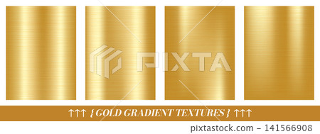 Gold texture collection of four vertical metal panels. Each gold surface carries fine horizontal grain and a distinct subtle luminous stripe. Elegant vector texture set for Christmas event design Gold texture collection of four vertical metal panels. Each gold surface carries fine horizontal grain and a distinct subtle luminous stripe. Elegant vector texture set for Christmas event design 141566908