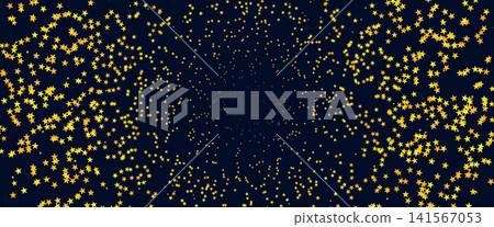 Star frame forms a wide circular tunnel from spiraling trails of golden shapes. Dense yellow edges surround a deep navy center. Dynamic vector star frame background for Christmas poster design Star frame forms a wide circular tunnel from spiraling trails of golden shapes. Dense yellow edges surround a deep navy center. Dynamic vector star frame background for Christmas poster design 141567053