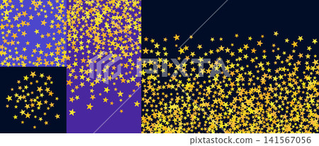 Star confetti set combines four square and wide layouts with falling clusters. Golden shapes spread over purple and navy panels. Bright vector star confetti collection for social media post design Star confetti set combines four square and wide layouts with falling clusters. Golden shapes spread over purple and navy panels. Bright vector star confetti collection for social media post design 141567056