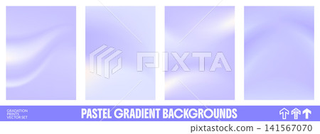 Four gradient wave backgrounds with hazy flowing ribbons. Purple violet and lilac light gives every gradient a dreamy wave on a pale backdrop. Pastel vector set for social media post design Four gradient wave backgrounds with hazy flowing ribbons. Purple violet and lilac light gives every gradient a dreamy wave on a pale backdrop. Pastel vector set for social media post design 141567070
