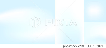 Gradient blue backgrounds with diffused organic shapes. Sky colored haze moves across each gradient while pale white centers soften the blue. Minimal vector set for wellness poster design for promo Gradient blue backgrounds with diffused organic shapes. Sky colored haze moves across each gradient while pale white centers soften the blue. Minimal vector set for wellness poster design for promo 141567071