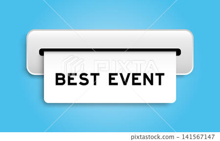 White coupon banner with word best event from machine on blue color background White coupon banner with word best event from machine on blue color background 141567147