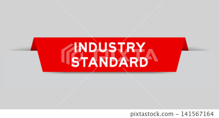 Red color inserted label with word industry standard on gray background Red color inserted label with word industry standard on gray background 141567164