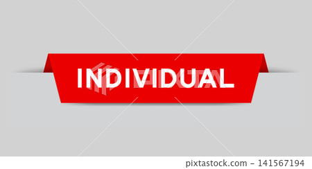Red color inserted label with word individual on gray background Red color inserted label with word individual on gray background 141567194