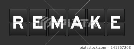 Black color analog flip board with word remake on gray background Black color analog flip board with word remake on gray background 141567208