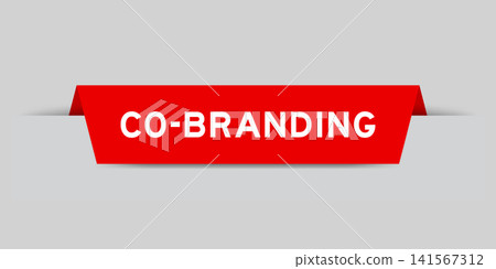 Red color inserted label with word co branding on gray background 141567312