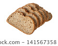 Sliced whole wheat bread with sunflower seeds isolated on white background 141567358