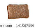 Whole grain rye bread halves top view isolated on white background 141567359