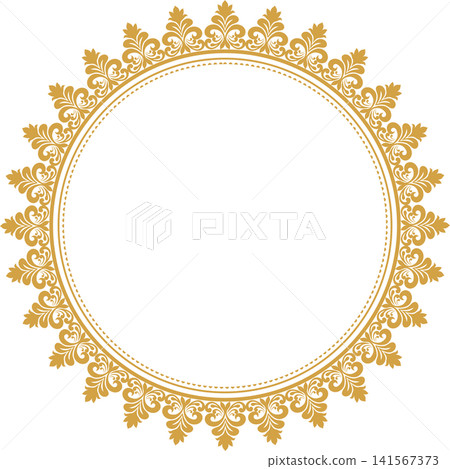 Luxury Gold Ornamental Circle Frame Clipart Illustration with Intricate Traditional Geometric Pattern for Wedding Invitation, Luxury Badge Design, Logo Border, Scrapbooking, and Certificate Decor Luxury Gold Ornamental Circle Frame Clipart Illustration with Intricate Traditional Geometric Pattern for Wedding Invitation, Luxury Badge Design, Logo Border, Scrapbooking, and Certificate Decor 141567373
