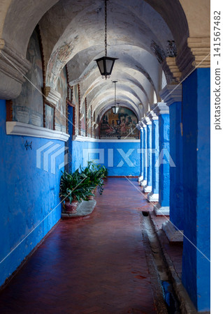 Peaceful Courtyard at Santa Catalina Monastery, Arequipa, Peru Peaceful Courtyard at Santa Catalina Monastery, Arequipa, Peru 141567482