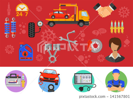 Car Service and Roadside Assistance Infographics Car Service and Roadside Assistance Infographics 141567801