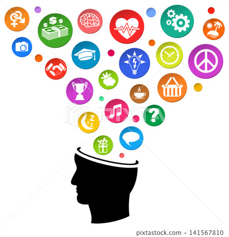 Thinking Head Icon Thinking Head Icon 141567810