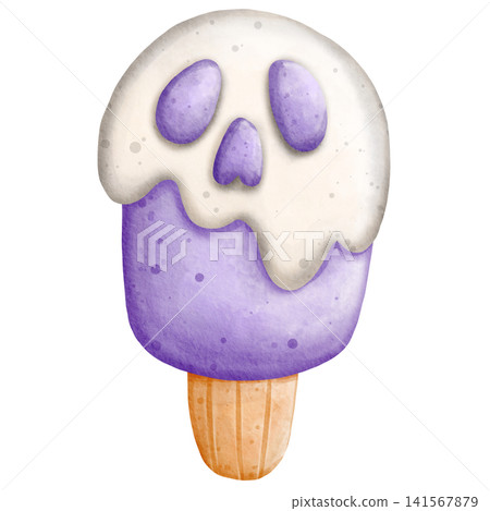 Watercolor Halloween Skull Popsicle Ice Cream Clipart Illustration for Spooky Party Decor, Trick or Treat Invitation, Scrapbooking, Sticker Design, and Festive Crafts Watercolor Halloween Skull Popsicle Ice Cream Clipart Illustration for Spooky Party Decor, Trick or Treat Invitation, Scrapbooking, Sticker Design, and Festive Crafts 141567879