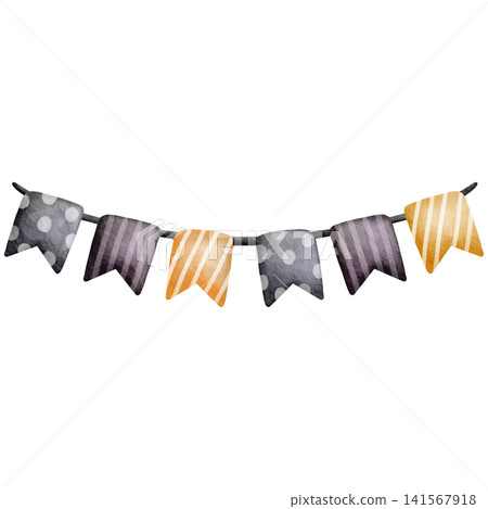 Watercolor Halloween Bunting Garland Banner Clipart Illustration for Spooky Party Decor, Halloween Invitation Border, Scrapbooking, and Festive Paper Crafts Watercolor Halloween Bunting Garland Banner Clipart Illustration for Spooky Party Decor, Halloween Invitation Border, Scrapbooking, and Festive Paper Crafts 141567918