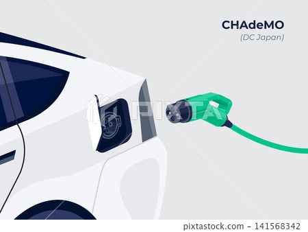 Chademo standard charging connector plug and socket. 141568342
