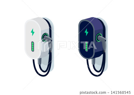 Isolated home small wall wallbox charger for electric cars Isolated home small wall wallbox charger for electric cars 141568545