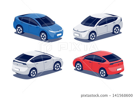Isolated vector crossover 5-door passenger car on white background 141568600
