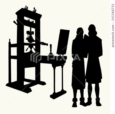 Vector drawing. Vintage printing press Vector drawing. Vintage printing press 141568732