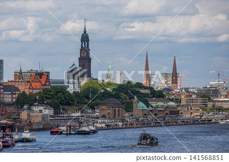 Hamburg city and the elbe river in Germany Hamburg city and the elbe river in Germany 141568851
