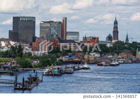 Hamburg city and the elbe river in Germany Hamburg city and the elbe river in Germany 141568857
