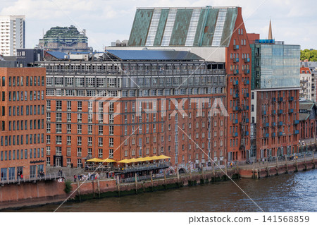 Hamburg city and the elbe river in Germany 141568859