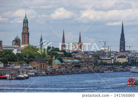 Hamburg city and the elbe river in Germany Hamburg city and the elbe river in Germany 141568860
