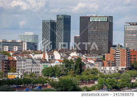 Hamburg city and the elbe river in Germany Hamburg city and the elbe river in Germany 141568870