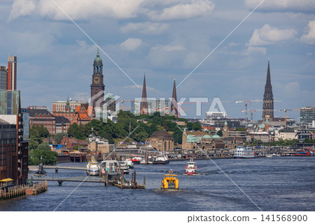 Hamburg city and the elbe river in Germany 141568900