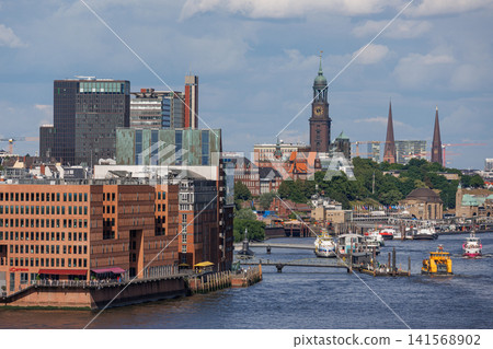 Hamburg city and the elbe river in Germany Hamburg city and the elbe river in Germany 141568902