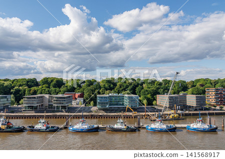 Hamburg city and the elbe river in Germany 141568917