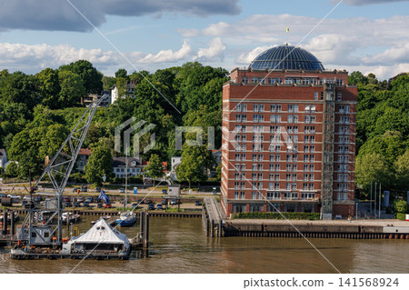 Hamburg city and the elbe river in Germany Hamburg city and the elbe river in Germany 141568924
