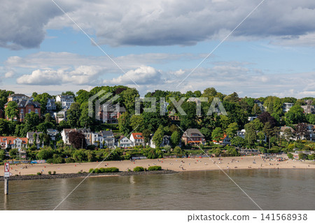 Hamburg city and the elbe river in Germany 141568938