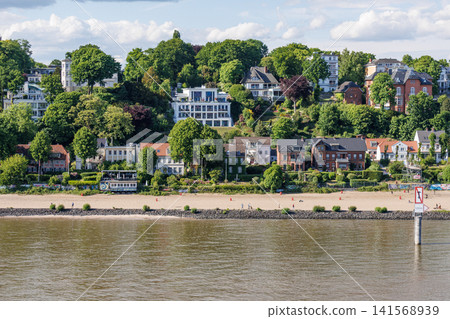 Hamburg city and the elbe river in Germany 141568939
