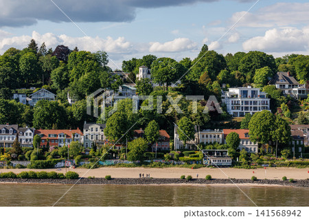 Hamburg city and the elbe river in Germany 141568942