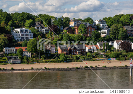 Hamburg city and the elbe river in Germany 141568943