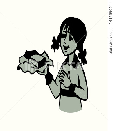 Vector illustration of a girl holding the butter Vector illustration of a girl holding the butter 141569094