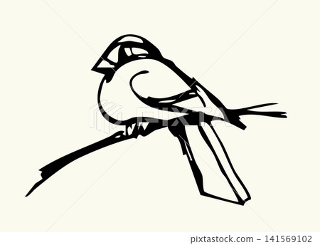 Vector drawing. Tit on white sky backdrop. Vector drawing. Tit on white sky backdrop. 141569102