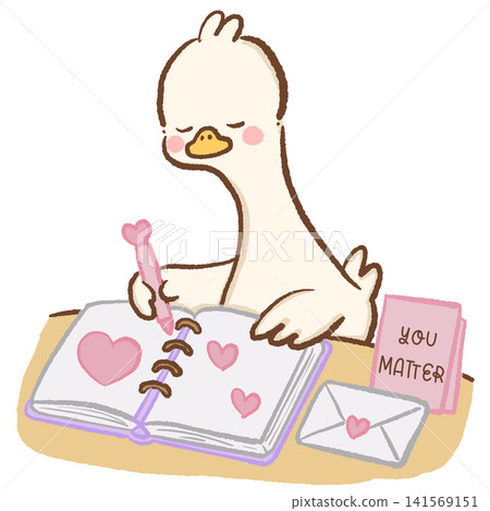 Cute Kawaii Long Neck Goose Journaling with You Matter Letter Self Love Mental Wellness Pastel Clipart Illustration Cute Kawaii Long Neck Goose Journaling with You Matter Letter Self Love Mental Wellness Pastel Clipart Illustration 141569151