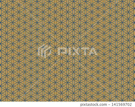 Counterfeit gold and a blue Flower of Life background 141569702