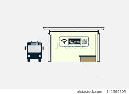 Public transport bus stop with wifi and digital information display, transport Public transport bus stop with wifi and digital information display, transport 141569805