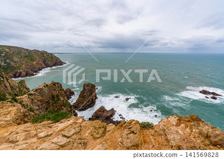 Cabo da Roca cliff over Atlantic ocean Portugal Cabo da Roca cliff over Atlantic ocean Portugal 141569828