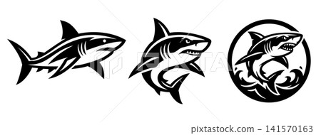 Shark Logo Collection Marine Mascot Vector Set Shark Logo Collection Marine Mascot Vector Set 141570163