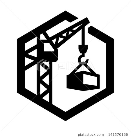 Tower Crane Cargo Lift Hexagon Construction Vector Tower Crane Cargo Lift Hexagon Construction Vector 141570166
