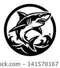 Predatory Shark Crest Ocean Badge Vector 141570167