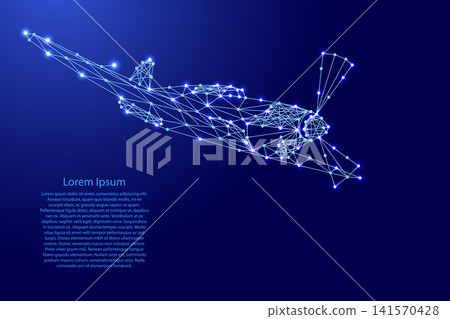 dive fighter with propeller from futuristic polygonal blue lines and glowing stars for banner, poster, greeting card dive fighter with propeller from futuristic polygonal blue lines and glowing stars for banner, poster, greeting card 141570428
