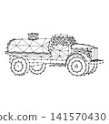 tanker truck for transportation of fuel from abstract futuristic polygonal black lines and dots 141570430
