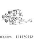 combine harvester from abstract futuristic polygonal black lines and dots 141570442