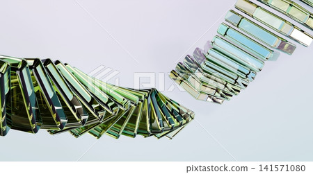 Abstract Floating Glass Crystal Spiral 3D Render Modern Premium Background Design 141571080