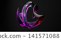 Abstract Glossy Glass Ribbon Sculpture 3D Render on Dark Modern Background Design 141571088