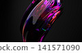 Abstract Glossy Glass Liquid Form 3D Render on Dark Premium Background Design 141571090